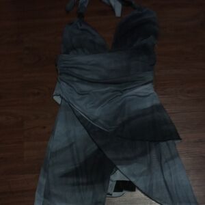 Elegant Gray Halter Dress